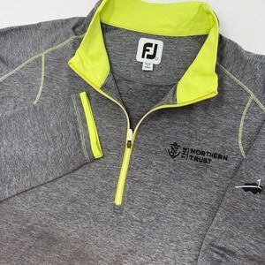 Footjoy FJ 1/2 Zip Pullover Sweater Women's Large Golf Gray Bright Yellow‎